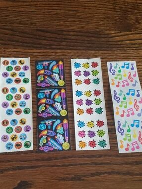 Assorted Multicolor Vintage 90's Sticker Sheets - Music, Ladybugs, Space & More